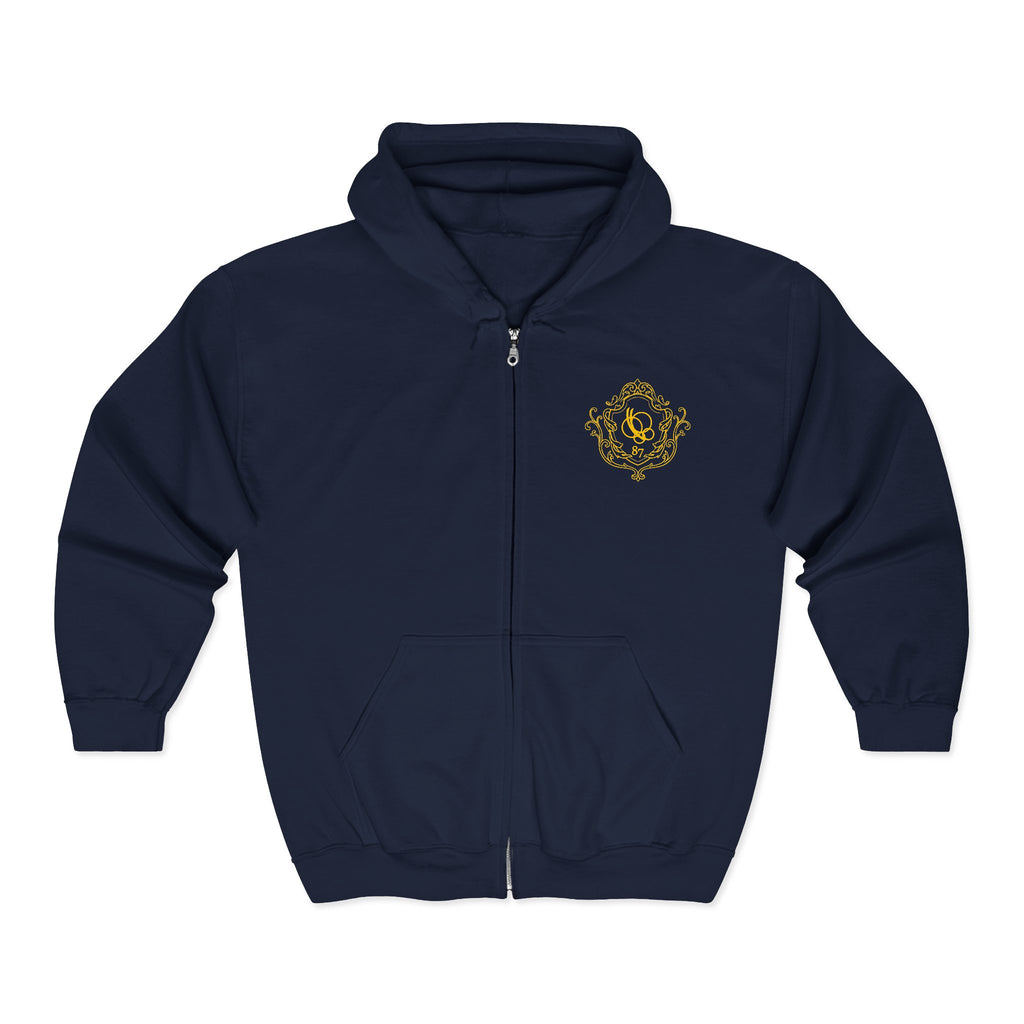 Butterfly Effect — Gothic Skull Emblem Full-Zip Sweatshirt