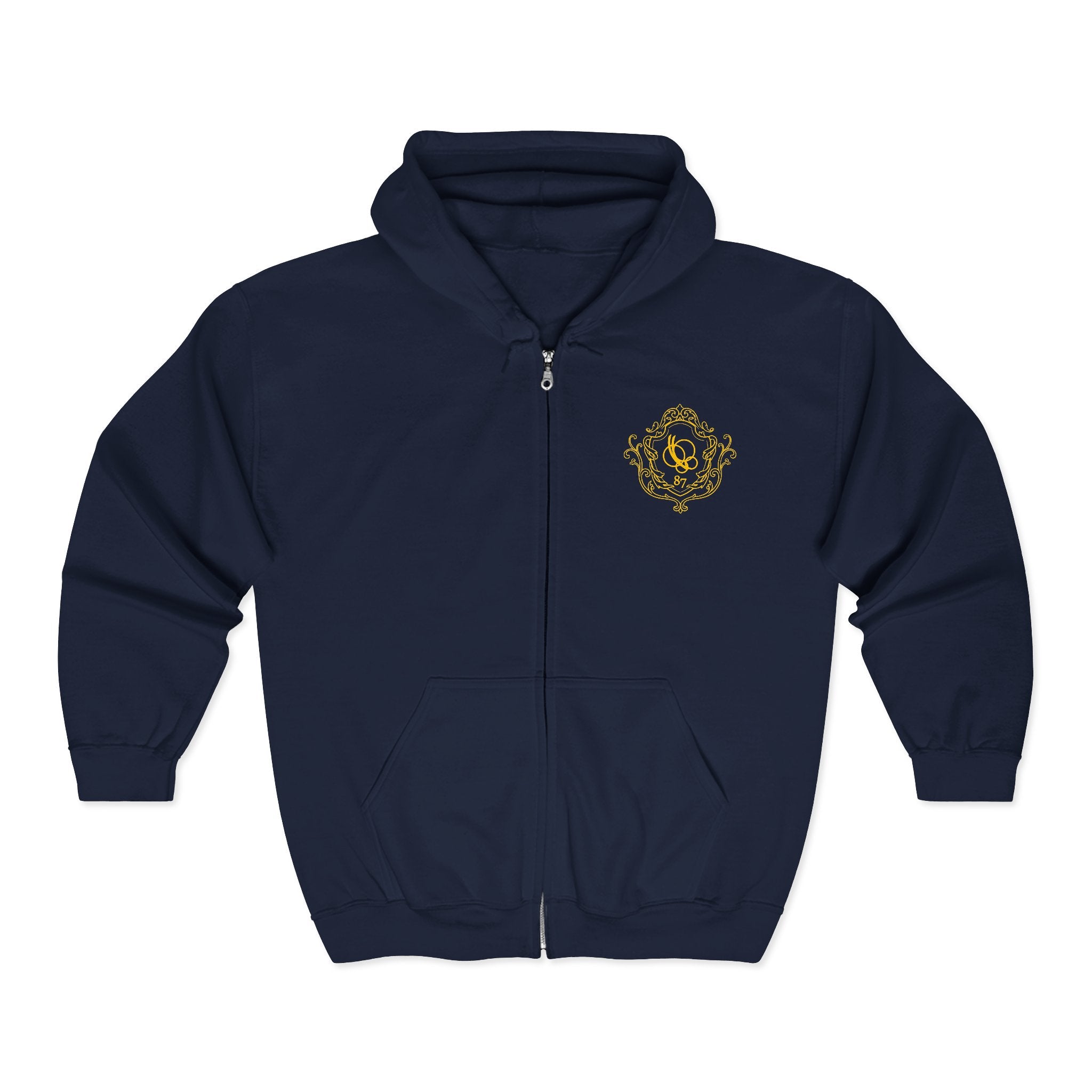 Butterfly Effect — Gothic Skull Emblem Full-Zip Sweatshirt
